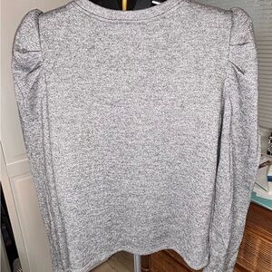 Gray Puff Sleeve Long Sleeve Sweatshirt with Ribbed Style